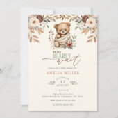 Invitation We Can Bearly Wait Boho Floral Baby Shower (Devant)
