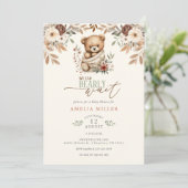 Invitation We Can Bearly Wait Boho Floral Baby Shower (Debout devant)