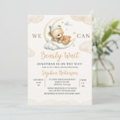 Invitation We Can Bearly Wait Boho Teddy Bear Baby Shower  (Debout devant)