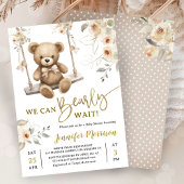 Invitation We Can Bearly Wait Boho Teddy Bear Baby Shower