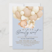 Invitation We can Bearly Wait Boy Baby Shower (Devant)