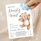 Invitation We Can Bearly Wait Boy Teddy Bear Baby Shower