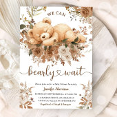 Invitation We Can Bearly Wait Brown Bear Cub Baby Shower 