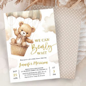 Invitation We Can Bearly Wait Brown Teddy Bear Baby Shower