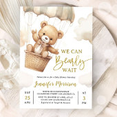 Invitation We Can Bearly Wait Brown Teddy Bear Baby Shower