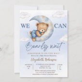 Invitation We can Bearly wait - Cute Bear Baby shower boy (Devant)