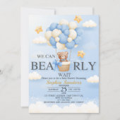 Invitation We can Bearly Wait Cute Bear Baby Shower Boy (Devant)