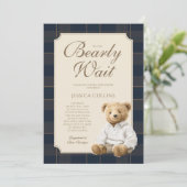 Invitation We Can Bearly Wait Cute Cub Teddy Bear Baby Shower (Debout devant)