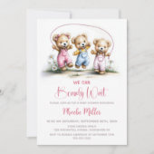 Invitation We Can Bearly Wait Cute Girl Teddy Bears (Devant)