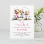 Invitation We Can Bearly Wait Cute Girl Teddy Bears (Debout devant)
