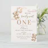 Invitation We Can Bearly Wait Elegant Teddy Birthday (Debout devant)