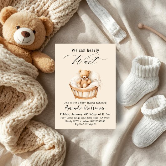 Invitation We Can Bearly Wait Gender Neutral Bear Baby Shower