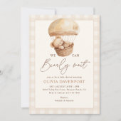 Invitation We Can Bearly Wait Gingham Teddy Bear Baby Shower (Devant)