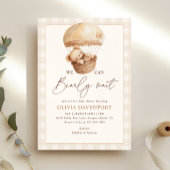 Invitation We Can Bearly Wait Gingham Teddy Bear Baby Shower