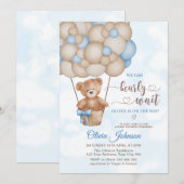 Invitation We Can Bearly Wait Hot Air Balloon Baby Shower (Devant / Derrière)