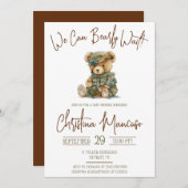 Invitation We Can Bearly Wait Military Teddy Bear Baby Shower (Devant / Derrière)