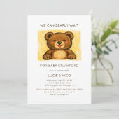 Invitation We Can Bearly Wait! Modern Hand Drawn Baby Shower (Debout devant)