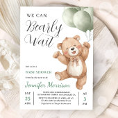 Invitation We Can Bearly Wait Neutral Teddy Bear Baby Shower