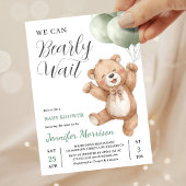Invitation We Can Bearly Wait Neutral Teddy Bear Baby Shower