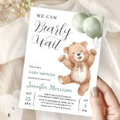 Invitation We Can Bearly Wait Neutral Teddy Bear Baby Shower
