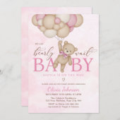 Invitation We Can Bearly Wait Pink Baby Shower (Devant / Derrière)