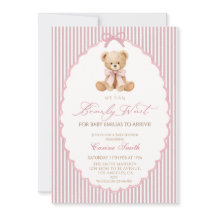 We Can Bearly Wait pink bow girl Baby Shower