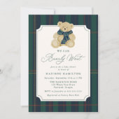 Invitation We Can Bearly Wait Plaid Teddy Bear Baby Shower (Devant)