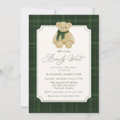Invitation We Can Bearly Wait Plaid Teddy Bear Baby Shower (Devant)