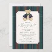 Invitation We Can Bearly Wait Plaid Teddy Bear Baby Shower (Devant)
