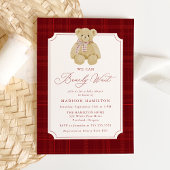 Invitation We Can Bearly Wait Plaid Teddy Bear Baby Shower