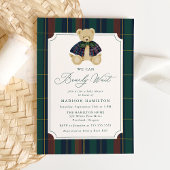 Invitation We Can Bearly Wait Plaid Teddy Bear Baby Shower