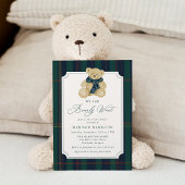 Invitation We Can Bearly Wait Plaid Teddy Bear Baby Shower