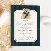 Invitation We Can Bearly Wait Plaid Teddy Bear Baby Shower