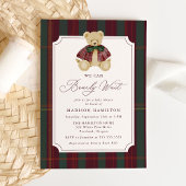 Invitation We Can Bearly Wait Plaid Teddy Bear Baby Shower