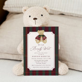 Invitation We Can Bearly Wait Plaid Teddy Bear Baby Shower