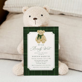 Invitation We Can Bearly Wait Plaid Teddy Bear Baby Shower