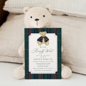 Invitation We Can Bearly Wait Plaid Teddy Bear Baby Shower