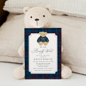 Invitation We Can Bearly Wait Plaid Teddy Bear Baby Shower