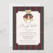 Invitation We Can Bearly Wait Plaid Teddy Bear Baby Shower (Devant)