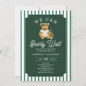 Invitation We Can Bearly Wait Preppy Bear Tartan Baby Shower (Devant)