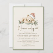 Invitation We Can Bearly Wait QR Christmas Baby Shower (Devant)