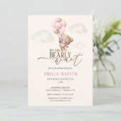 Invitation We Can Bearly Wait Teddy Bear Baby Girl Shower (Debout devant)