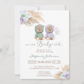 Invitation We Can Bearly Wait Teddy Bear Baby Shower  (Devant)