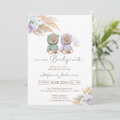Invitation We Can Bearly Wait Teddy Bear Baby Shower  (Debout devant)