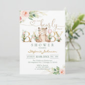 Invitation We Can Bearly Wait Teddy Bear Baby Shower (Debout devant)