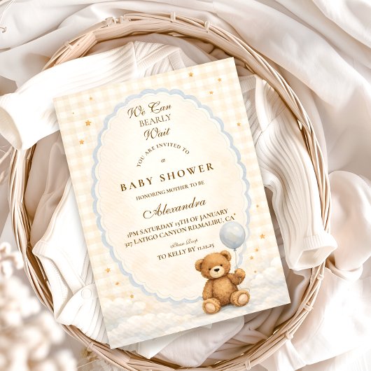 Invitation We Can Bearly Wait Teddy Bear Baby Shower