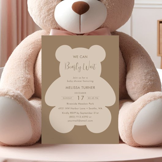Invitation We Can Bearly Wait Teddy Bear Baby Shower