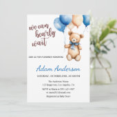Invitation We Can Bearly Wait Teddy Bear Baby Shower  (Debout devant)
