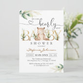 Invitation We Can Bearly Wait Teddy Bear Baby Shower (Debout devant)