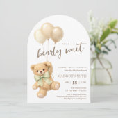 Invitation We Can Bearly Wait Teddy Bear Baby Shower (Debout devant)
